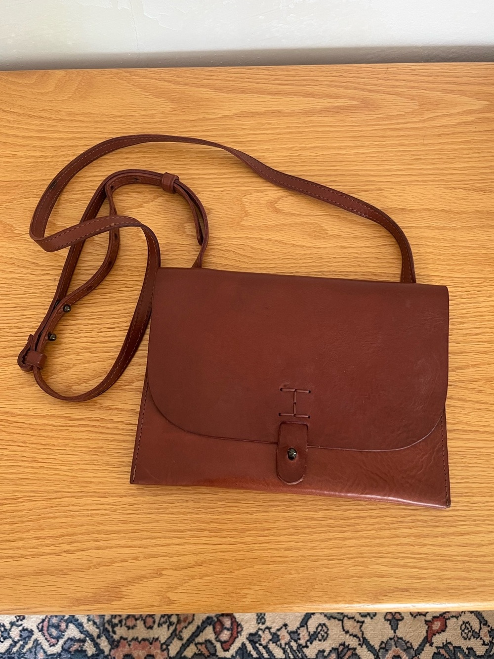 Lucky Brand Leather Crossbody Bag Cognac Brown